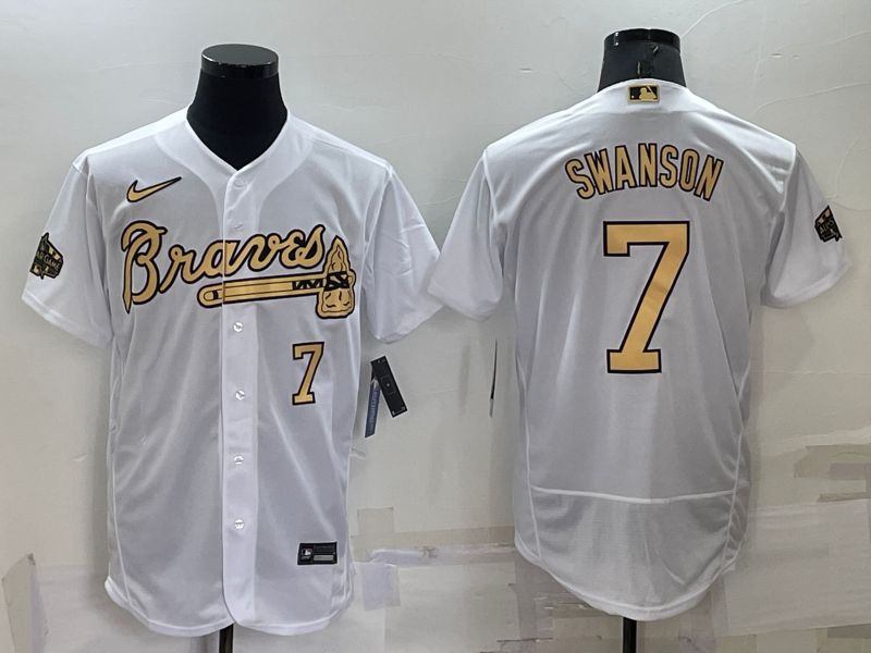 Men Atlanta Braves #7 Swanson White 2022 All Star Elite Nike MLB Jersey
